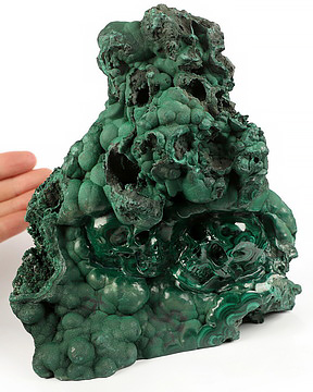 Gemstone 6.8" Malachite Hand Carved Crystal Skull Fine Art Sculpture, Crystal Healing