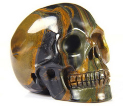 2.0" Colorful Tiger Iron Eye Carved Crystal Skull, Realistic