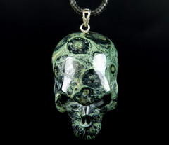 2.0" Kambaba Jasper Carved Crystal Skull Pendant, Realistic