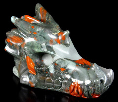 5.0" African Bloodstone Carved Ddragon Skull, Realistic
