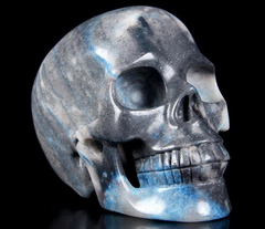 RARE Huge 5.0" Scorzalite in Quartzite Carved Crystal Skull, Realistic