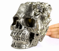 Lifesized 6.5 Pyrite Druse Carved Crystal Skull, Super Realistic, Healing