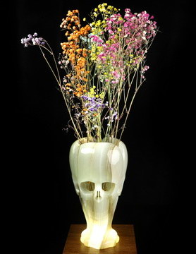 GIANT 8.7" Afghanistan Jade Carved Crystal Skull Vase Sculptue, Healing