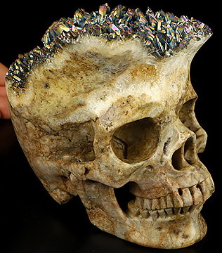 Rainbow 5.5" Quartz Rock Crystal Carved Crystal Skull, Super Realistic, Crystal Healing