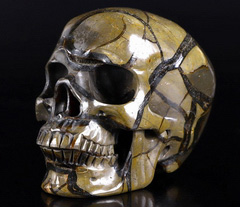 Huge 5.7" Dragon Septarian Stone & Dark Geode Carved Crystal Skull,Super Realistic, Crystal Healing