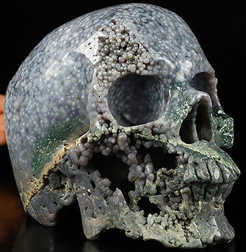 Gemstone 6.2" Purple Grape Agate Carved Crystal Skull, Super Realistic, Healing