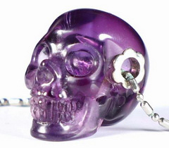 Gemstone 1.0" Amethyst Carved Crystal Skull pendant With Sterling Silver, Realistic, Crystal Healing