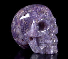 GEMSTONE 2.0" Purple Grape Agate Carved Crystal Skull, Realistic, Crystal Healing