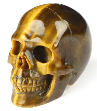 FLASH 1.6" Tiger Iron Eye Carved Crystal Skull, Realistic