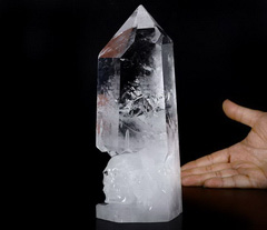 Original Giant 8.4" Quartz Rock Crystal Carved Crystal Skull With Owl Sculpture Ponit, Realistic, Crystal Healing