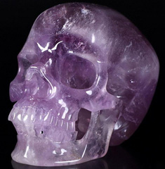 Gemstone 5.3" Amethyst Carved Crystal Skull, Super Realistic, Healing