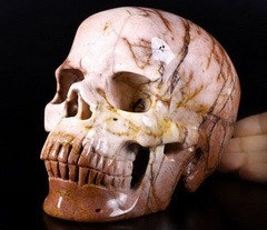6.5" Sunstone Carved Crystal Skull,Super Realistic, Crystal Healing