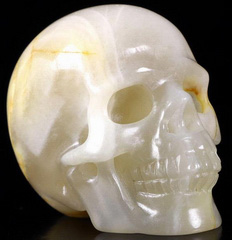 Gemstone 1.5" Moonstone Carved Crystal Skull, Realistic, Crystal Healing