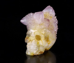 Gemstone 1.4" Amethyst Druse Carved Crystal Skull, Realistic, Healing