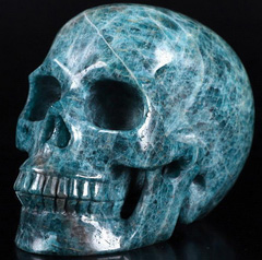 5.2" Blue Apatite Carved Crystal Skull, Realistic, Crystal Healing