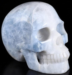 4.0" Blue Calcite Carved Crystal Skull, Realistic, Crystal Healing