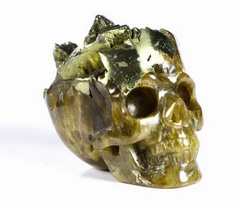 1.9" Pyrite Druse Carved Crystal Skull, Realistic