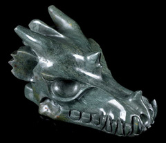 5.5" Hawk's Eye Carved Crystal Dragon Skull, Realistic, Crystal Healing