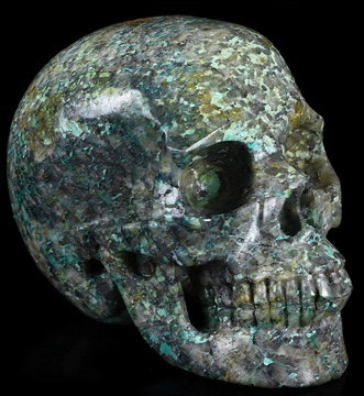 Gemstone 5.0" Chrysocolla Carved Crystal Skull, Realistic, Crystal Healing