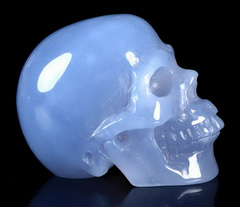 Gemstone 2.0" Blue Chalcedony Carved Crystal Skull, Realistic, Crystal Healing