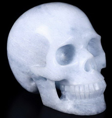 4.1" Blue Calcite Carved Crystal Skull, Realistic, Healing