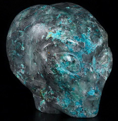 Nice 1.9" American Chrysocolla Carved Crystal Female Alien Skull, Healing