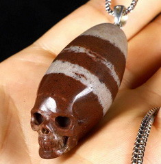 2.0" Sacred Shiva Lingam Carved Crystal Skull Pendant, Crystal Healing