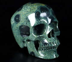 4.9" Kambaba Jasper Carved Crystal Skull, Super Realistic, Crystal Healing