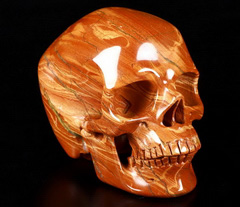 5.0" Red Jasper Carved Crystal Skull, Super Realistic, Crystal Healing