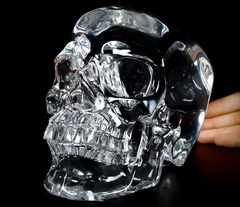 Lifesized 7.3 K9 CRYSTAL Carved Crystal Detachable Skull, Super Realistic, Crystal Healing