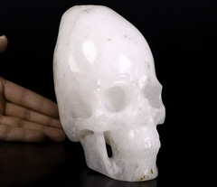 5.6" Quartz Rock Crystal Carved Crystal Incan Skull, Realistic, Crystal Healing