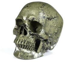 5.0" Pyrite Carved Crystal Skull, Super Realistic, Crystal Healing