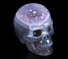 Gemstone 2.1" Agate Amethyst Geode Carved Crystal Skull, Realistic, Crystal Healing
