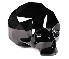 Nice 4.0" Black Obsidian Carved Crystal Faceted Skull, Crystal Healing