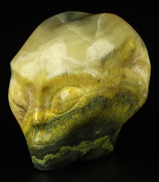 2.0" Bumble Bee Jasper Carved Crystal Female Alien Skull, Crystal Healing