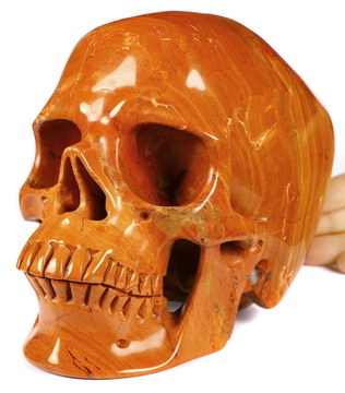 Lifesized 7.0" Red Jasper Carved Crystal Skull, Super Realistic, Crystal Healing