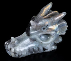 Flash 5.1" Labradorite Carved Crystal Skull, Crystal Healing