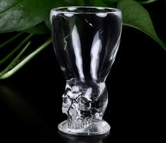 Nice 3.2" Quartz Rock Crystal Carved Crystal Skull Cup, Crystal Healing