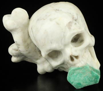 Original 3.7" Emerald Carved Crystal Skull Sculpture, Crystal Healing