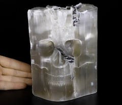 Huge 6.5" Selenite Carved Crystal Skull, Crystal Healing