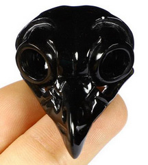 1.6" Black Obsidian Carved Crystal Owl Skull, Crystal Healing