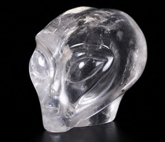 Clear 2.0" Quartz Rock Crystal Carved Crystal Female Alien Skull, Crystal Healing