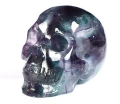 2.0" Fluorite Carved Crystal Skull, Realistic, Crystal Healing