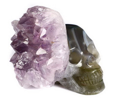 2.3" Amethyst & Agate Druse Carved Crystal Skull, Realistic, Crystal Healing