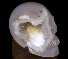 Amazing Huge 4.7" Agate Geode Carved Crystal Skull, Realistic, Crystal Healing