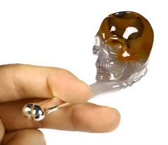 Nice Design 4.1" Agate Carved Crystal Smoking pipe with Sterling Silver, Crystal Healing