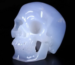 Gemstone 5.0" Blue Chalcedony Carved Crystal Skull,Super Realistic, Crystal Healing