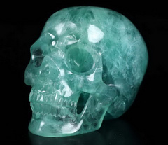 Huge 2.9" Green Fluorite Carved Crystal Skull,Super Realistic, Crystal Healing