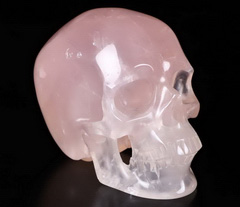 Nice Finish 4.8" Pink Rose Quartz Carved Crystal Skull,Super Realistic, Crystal Healing