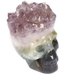 2.1 Amethyst & Agate Druse Carved Crystal Skull, Realistic, Crystal Healing